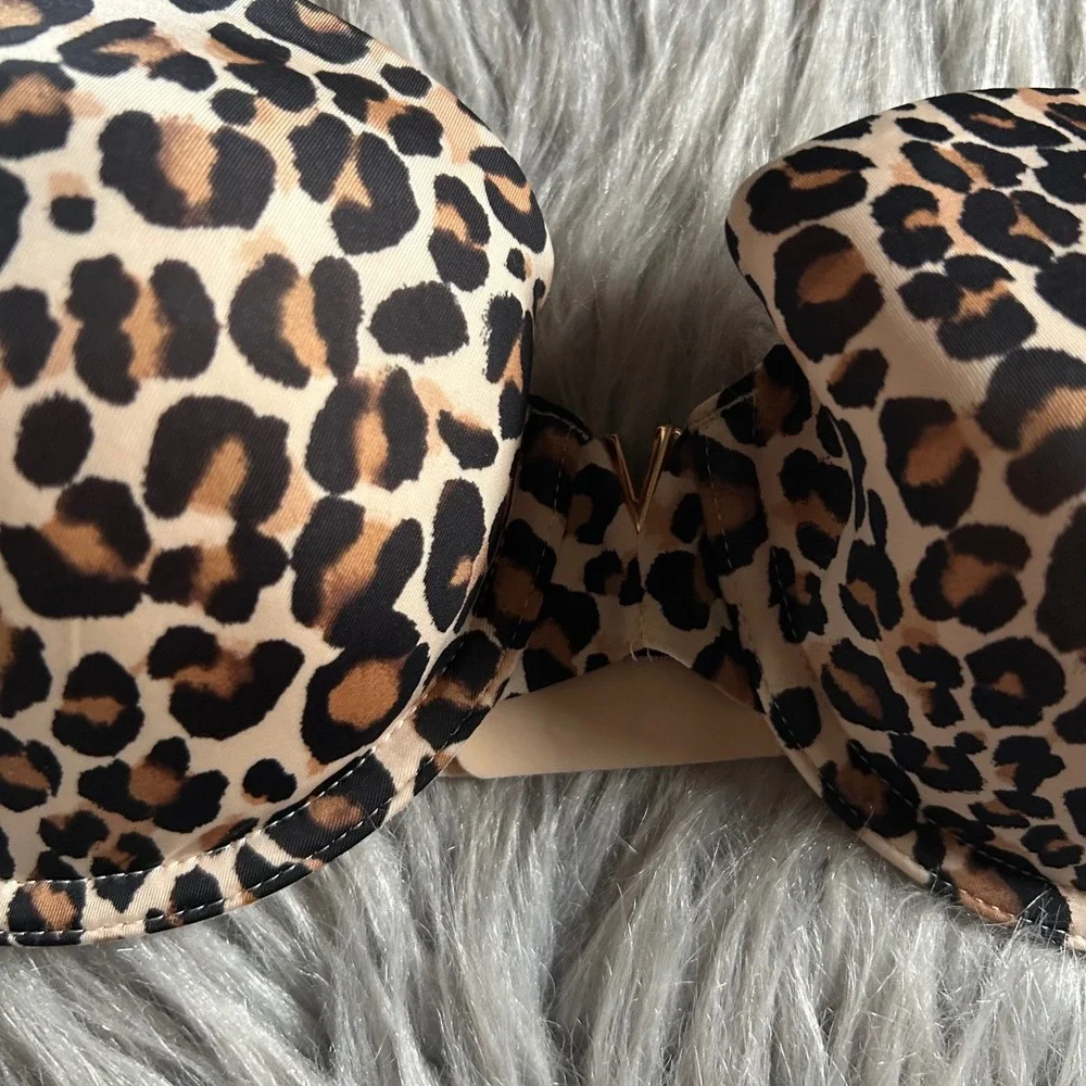 Victoria's Secret‎ Strapless Lightly Lined Bra Womens Size 32D Brown Leopard